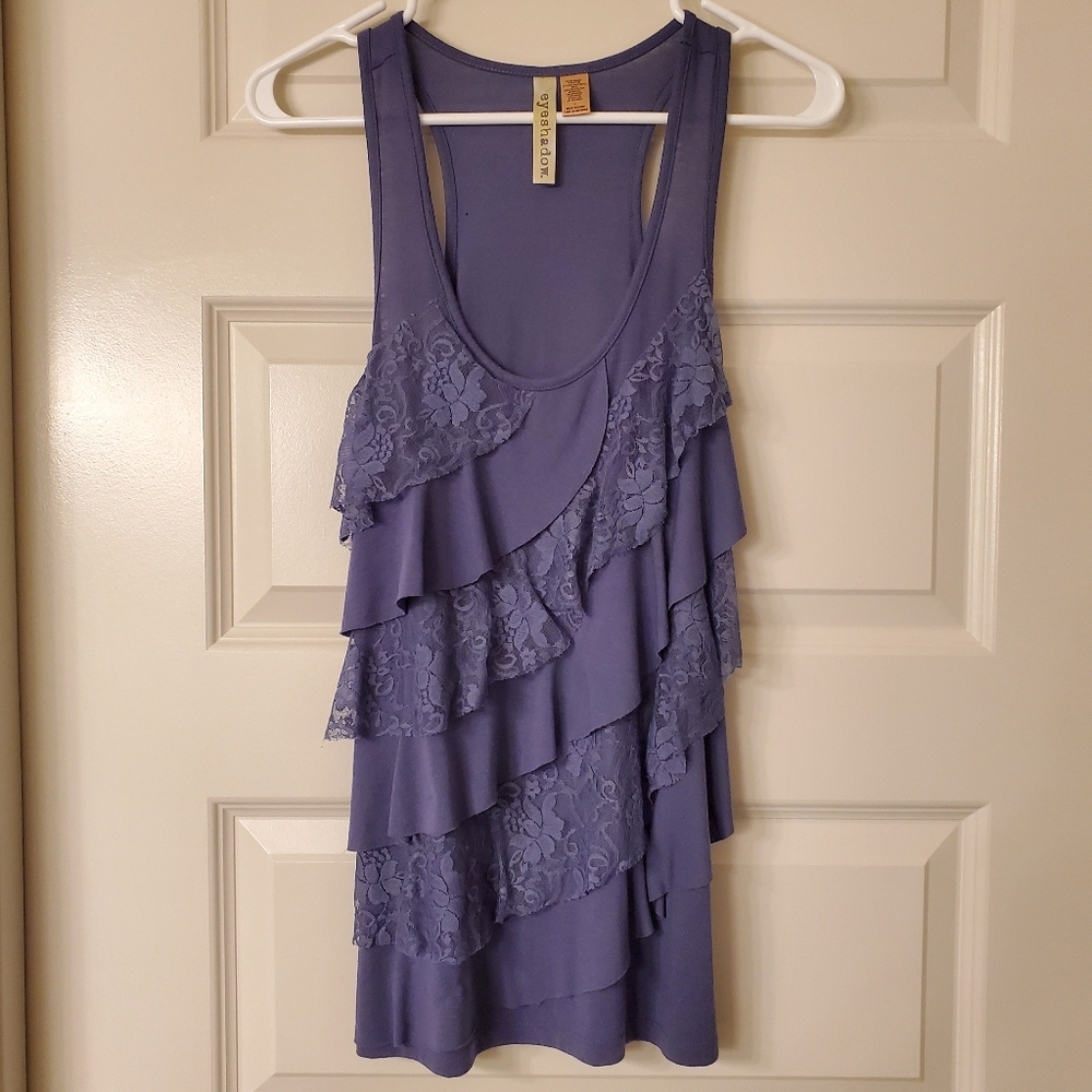 Blue Tank with Ruffles